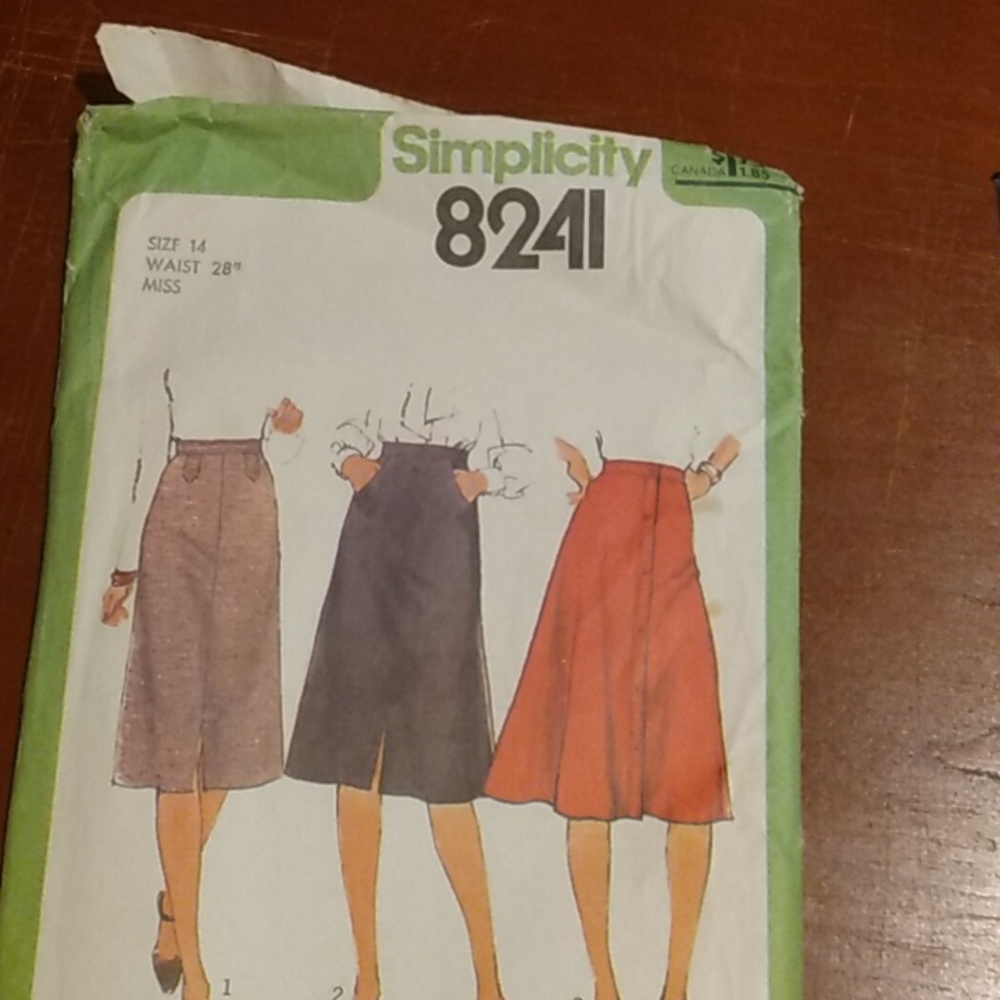 Skirt pattern.size 14 simplicity #8241 vintage 1977